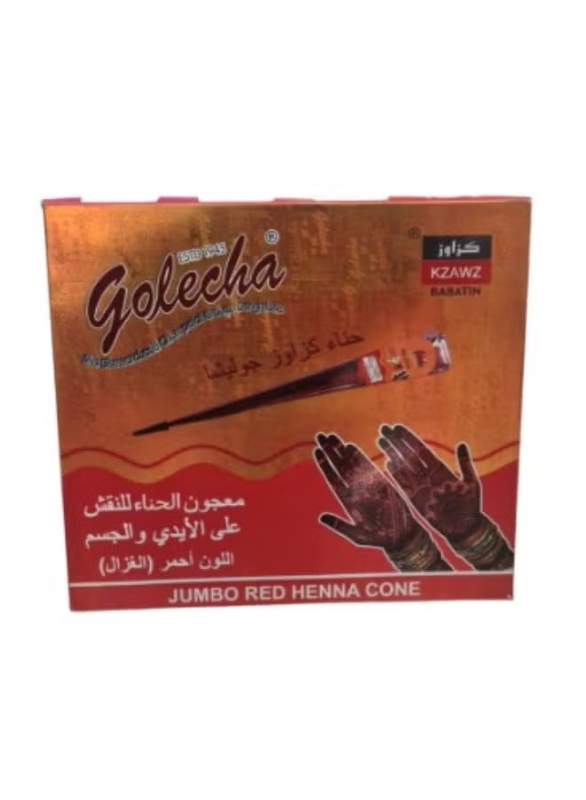 علبة حنة مخروطية معجون طبيعي 12 قطعة احمر